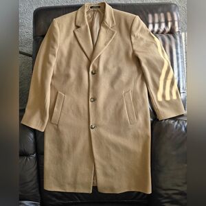 London Fog Overcoat Men's 42L Wool Blend Camel Tan Color